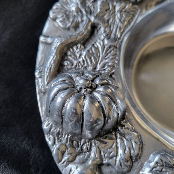 Pewter Pumpkin Wine Holder Plate / Wine Coaster Botella Calabaza Mexico - Picture 3 of 10